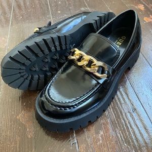 Guess platform black loafers